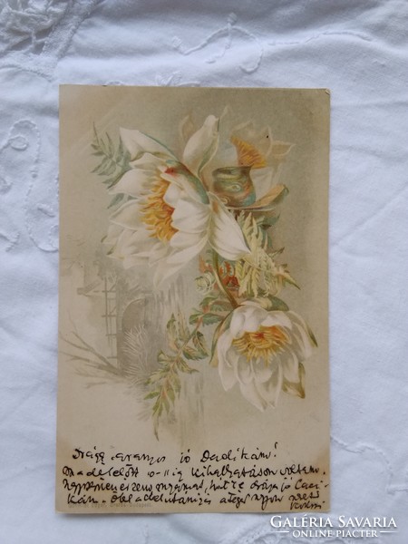 Antique litho / lithographic Art Nouveau floral postcard / greeting card 1899 schmidt edgar dresden-budapest