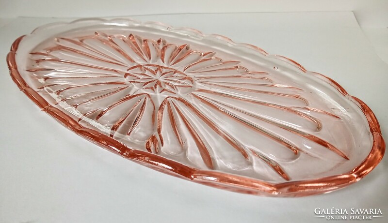 Salmon colored glass bowl 32x17cm
