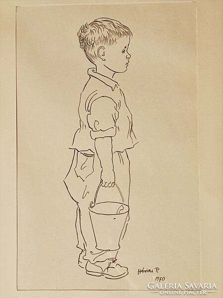 Piroska Hévizi (1915-1994): brilliant ink drawing 1970.