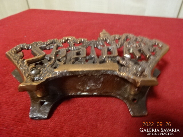 Napkin holder with Shalom inscription, bronze color, length 15 cm. He has! Jokai.