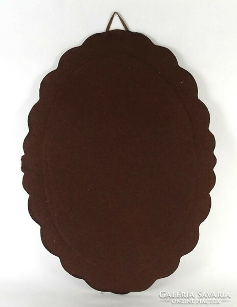 1K633 oval-shaped leather mirror 55 x 40 cm