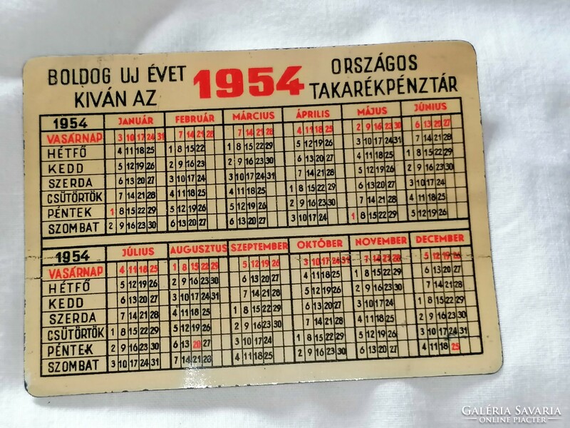 Rare metal card calendar 1954. /127/