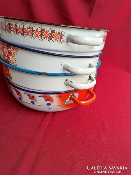 Large 32cm Bonyhádi floral patterned enameled bowl peasant bowl peasant