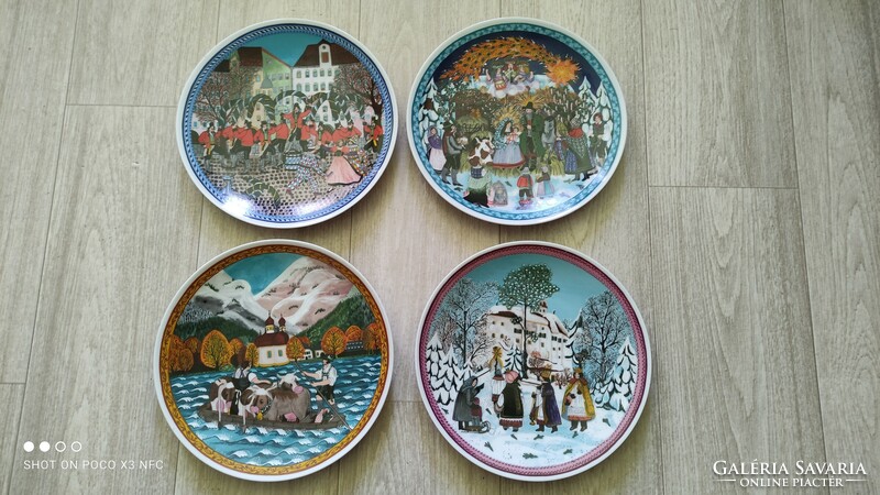 Inge peitsch four seasons marked painted original porcelain wall bowl wall decoration