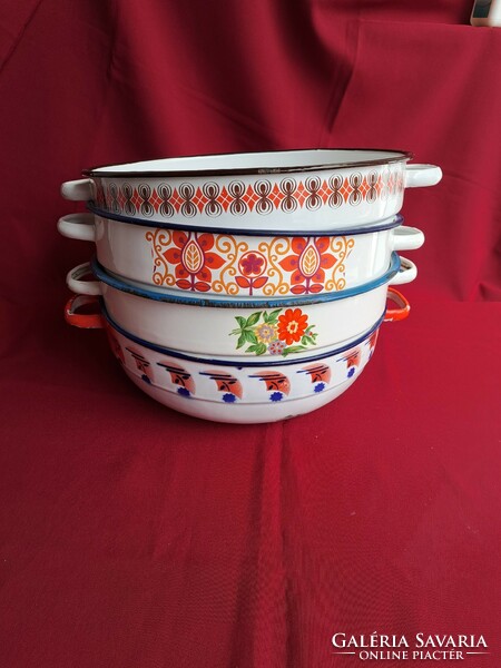 Large 32cm Bonyhádi floral patterned enameled bowl peasant bowl peasant