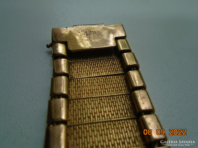 Art-deco wide bracelet textured with gold plate with flexible elements, e.g. Orl with g&k markings