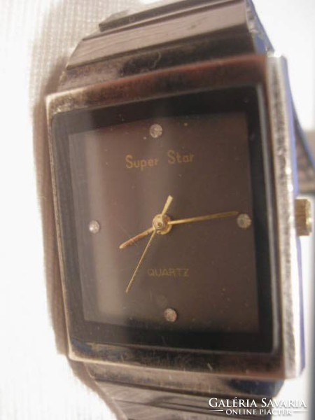 N19 old working Japanese jewelry watch with super sta stell black mark + 4 gemstones for sale