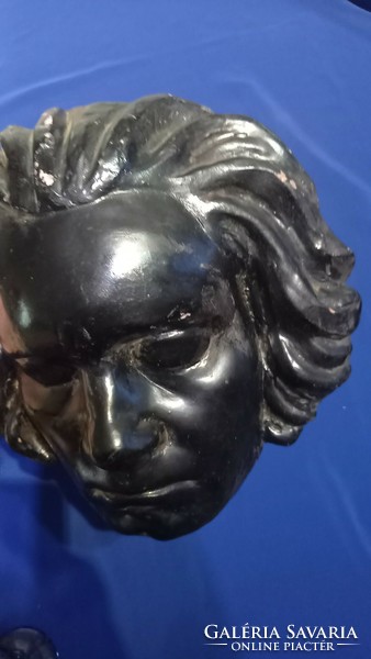 Csapváry-Beethoven kerámia, fali dísz ,fali maszk ,arckép