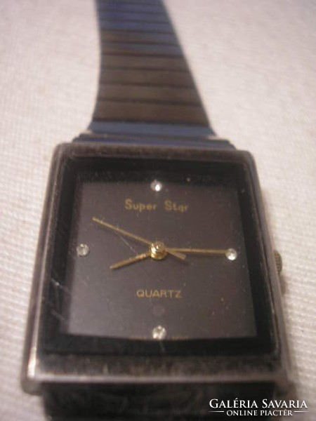 N19 old working Japanese jewelry watch with super sta stell black mark + 4 gemstones for sale