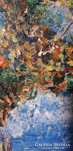 Meditterrán tájkép - olajfestmény - 30 cm x 35 cm
