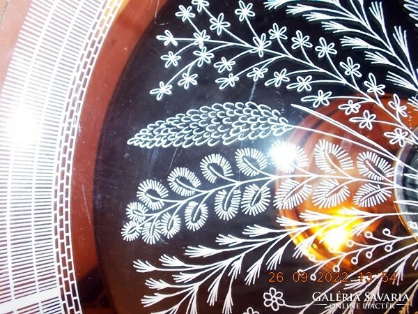 S22-41 silver-plated filigree-painted glass tray