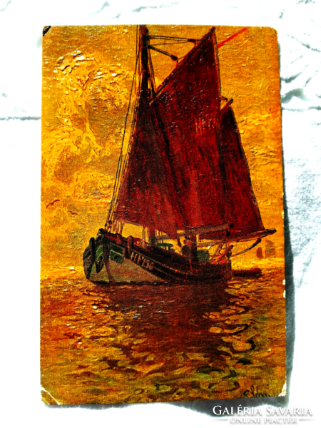 Degi art paper looks like an oil painting. Fishing boat /63/