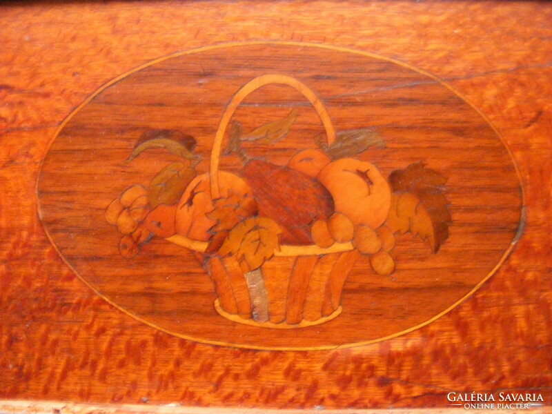 Old marquetry picture fruit basket