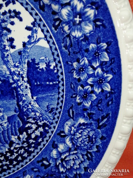 "Villeroy & Boch" (METTLACH), "Rusticana", SAAR, Kék dísztányér, kínáló tál vagy tányér, dekoráció.