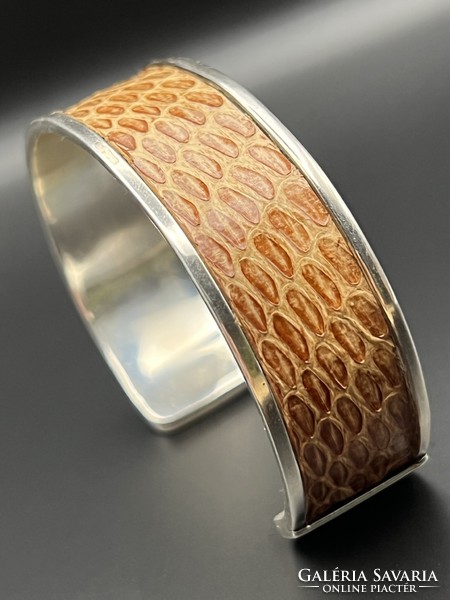 Silver bracelet with snakeskin pattern, Hungarian hallmark