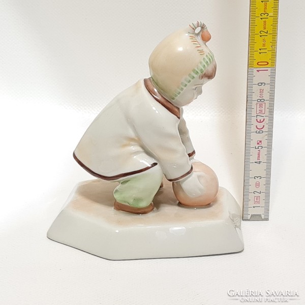 András Zsolnay Sinkó porcelain figure of a boy playing ball (2364)