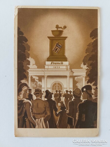 Régi reklám képeslap 1941 Franck kávé Pavillon Budapesti Nemzetközi Vásár