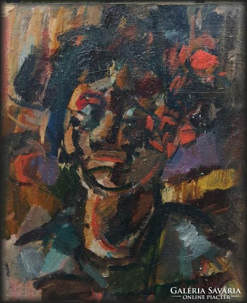 Remsey Jenő (1885-1970) : Bohóc. Olaj,farost .