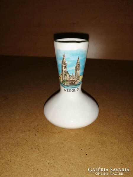 Bodrogkeresztúr ceramic Szeged memorial vase 10.5 cm (9/d)