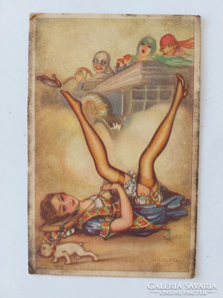 Régi képeslap 1922 levelezőlap Adolfo Busi művészrajz