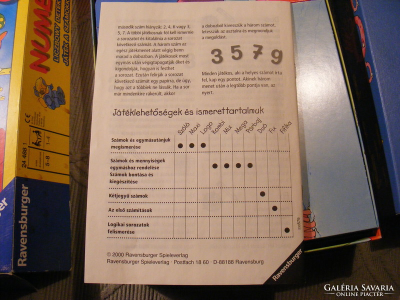 Játék a számokkal társasjáték kisiskolásoknak  Ravensburger 2000