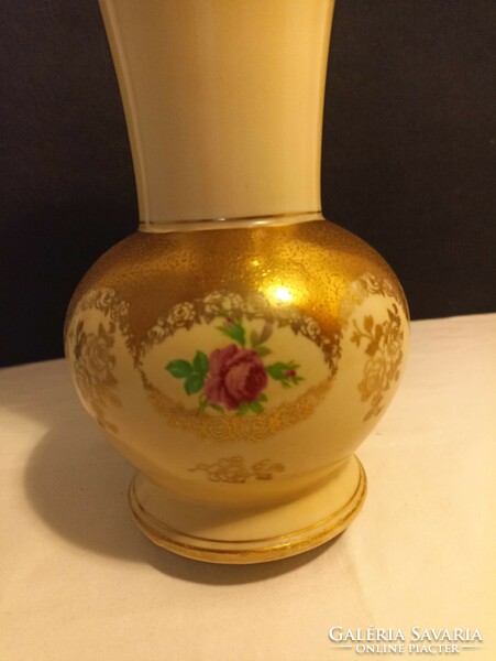 L Handarbeit Rózsás-aranyozott váza 25 cm magas