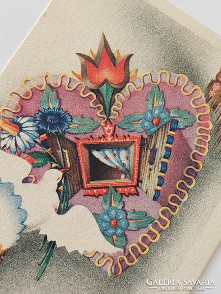 Régi képeslap Bozó művészrajz levelezőlap szív tulipán