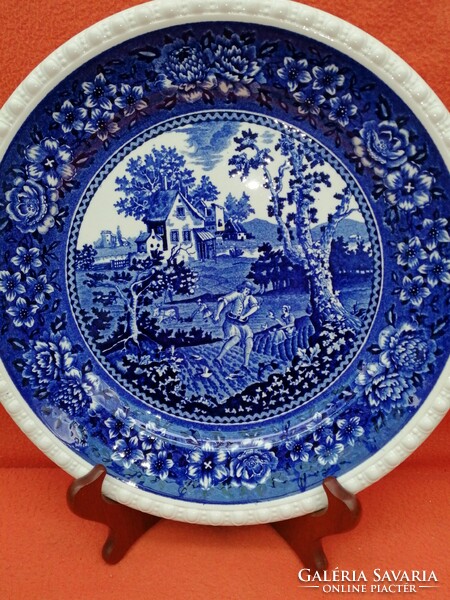 "Villeroy & Boch" (METTLACH), "Rusticana", SAAR, Kék dísztányér, kínáló tál vagy tányér, dekoráció.
