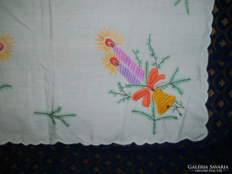 Christmas hand-embroidered tablecloth, centerpiece - immaculate