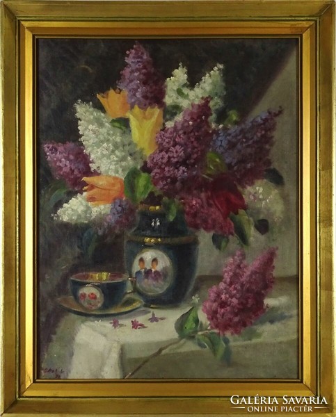 1K585 artist xx. First half of the century: still life with lilac flowers