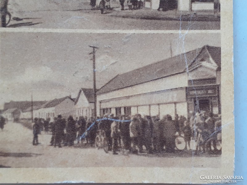 Régi képeslap 1952 Sarkad épület bolt húsbolt fotó levelezőlap