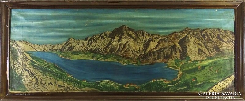 1K608 with klein mark: Tyrolean valley cityscape 39cm x 104 cm