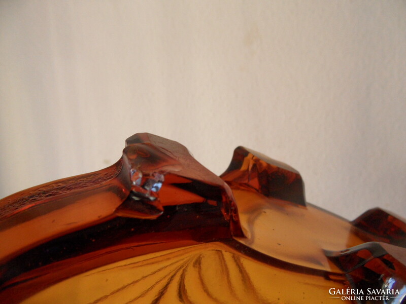 Art deco amber colored glass bowl, centerpiece