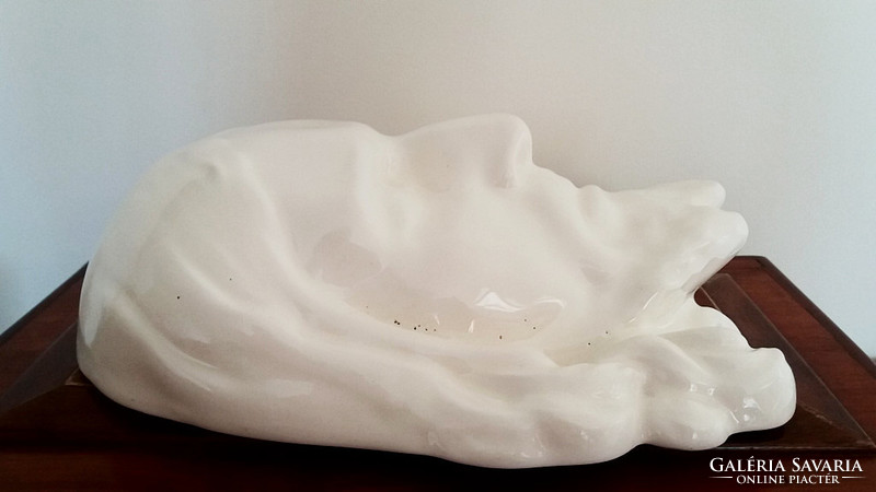 Old white glazed ceramic Jesus head wall ornament