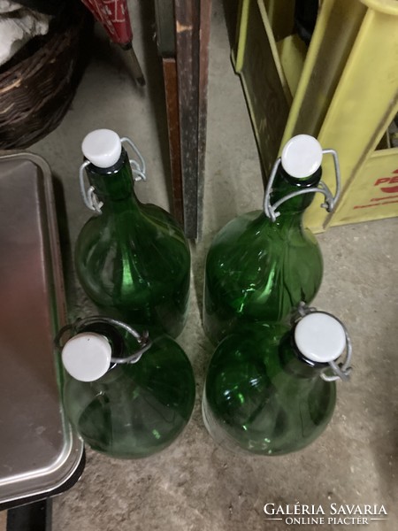Green bottle with buckle