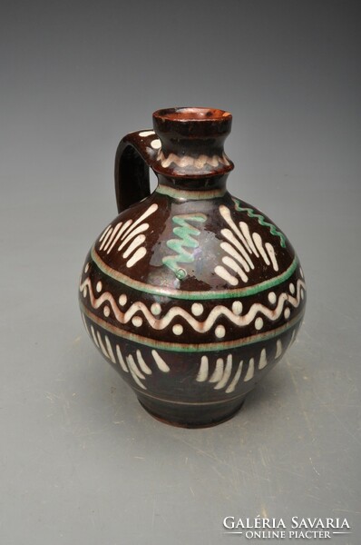 Antique jar, work of potter József Black from Misztótfalu (Szatmár etc.), Transylvania. 16 cm