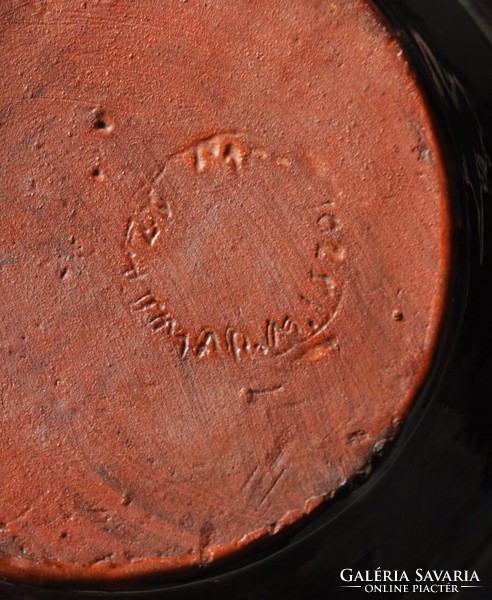 Antique jar, work of potter József Black from Misztótfalu (Szatmár etc.), Transylvania. 16 cm