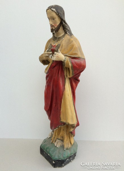 Old vintage heart of Jesus plaster statue 65 cm