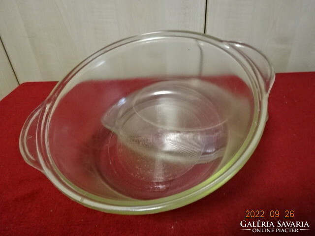 Round Jena bowl with lid, diameter 21 cm. He has! Jokai.