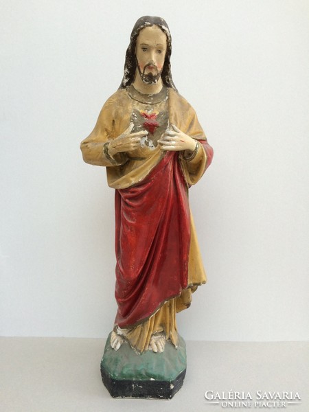 Old vintage heart of Jesus plaster statue 65 cm