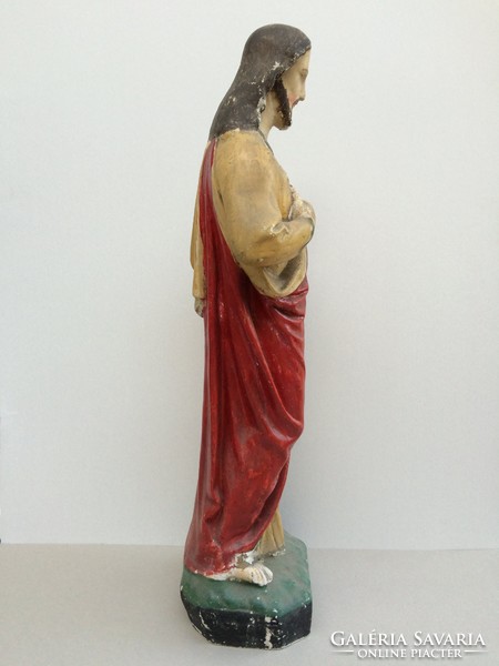 Old vintage heart of Jesus plaster statue 65 cm