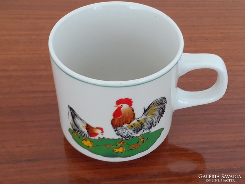 Retro porcelain cup Easter mug with rooster and chick