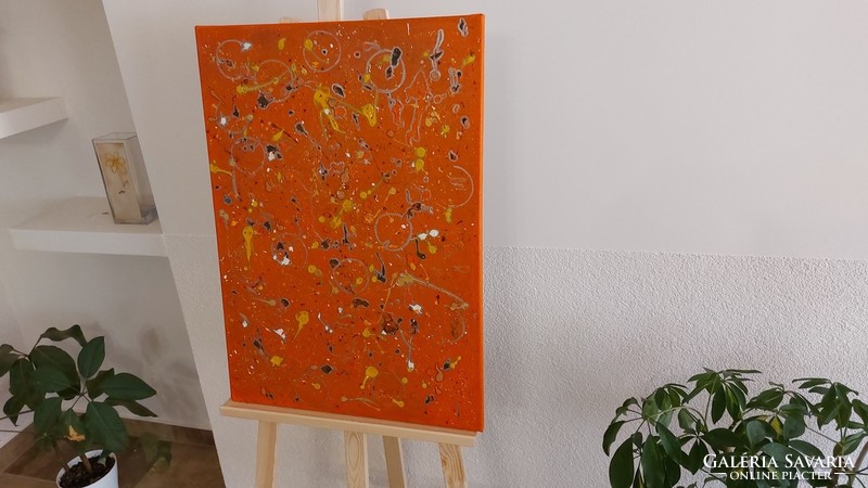 (K) Dekoratív absztrakt festmény 50x70 cm (jelzett)