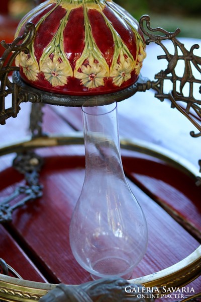 Antique majolica chandelier with cornflower pattern