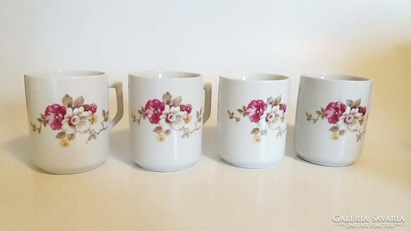 Old Zsolnay 4 piece porcelain rose mug vintage tea cup