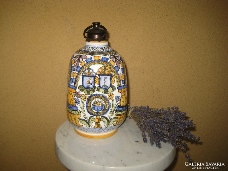 Posthabán apothecary container, faithful museum copy, hand painted, with copper hardware, 28 x 13 x 13 cm