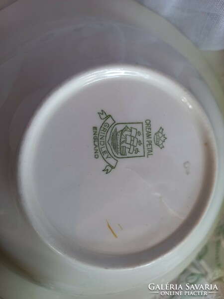W. H. Grindlay cream petal janique green pattern, English cream bowl, 2 pcs