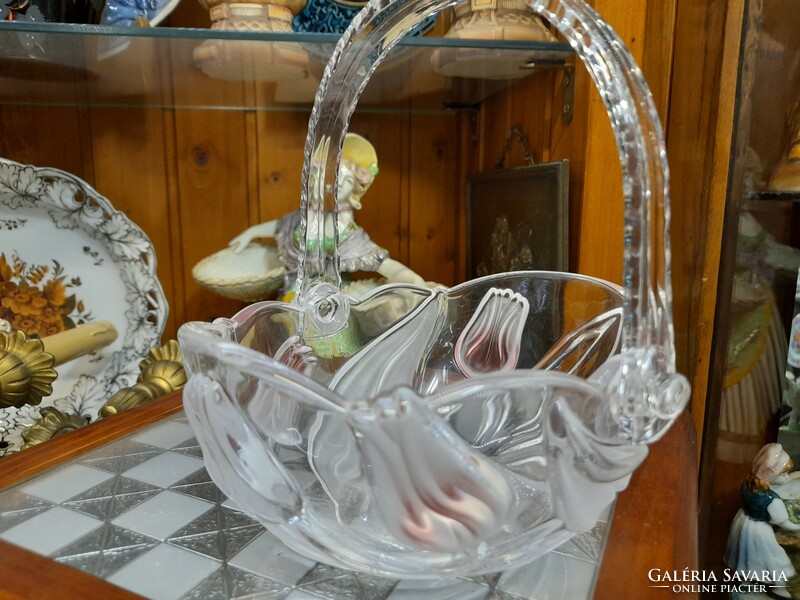 German tulip crystal glass basket.