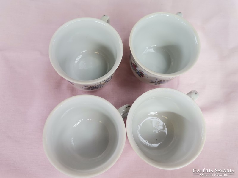 Régi Porcelán kávés pohár készlet, virág mintás füles kávés csésze szett,ajándék porcelán poharak