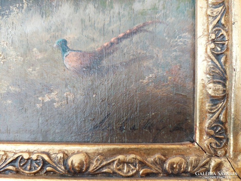 Old picture marked with landscape pheasants